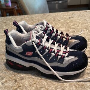 Skechers Blue and Pink Sneakers with Mesh Suede Upper Women’s Size 9